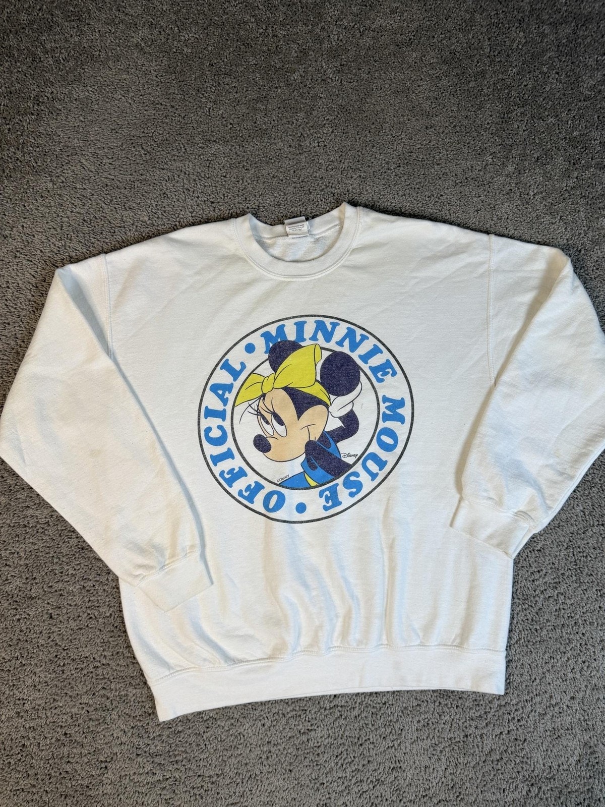 Junk Food Minnie Mouse Sweatshirt Mens M White Graphic Pullover Fleece